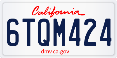 CA license plate 6TQM424