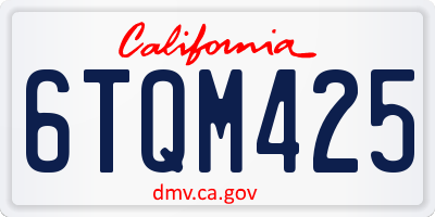 CA license plate 6TQM425