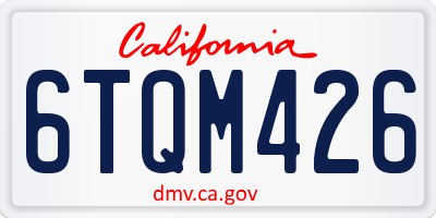 CA license plate 6TQM426