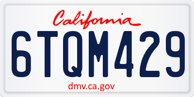 CA license plate 6TQM429