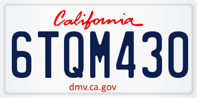 CA license plate 6TQM430