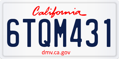 CA license plate 6TQM431