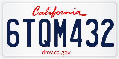 CA license plate 6TQM432