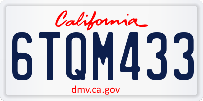 CA license plate 6TQM433