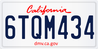 CA license plate 6TQM434