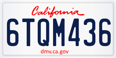 CA license plate 6TQM436