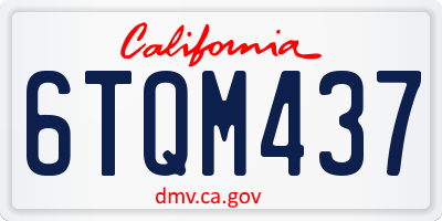 CA license plate 6TQM437