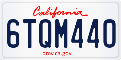 CA license plate 6TQM440