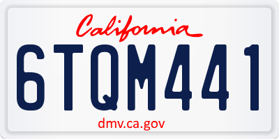 CA license plate 6TQM441