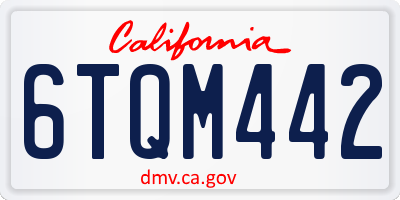 CA license plate 6TQM442