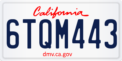 CA license plate 6TQM443
