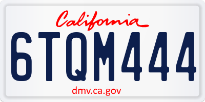 CA license plate 6TQM444