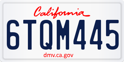 CA license plate 6TQM445