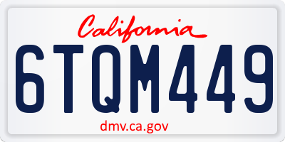 CA license plate 6TQM449