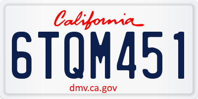 CA license plate 6TQM451