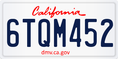 CA license plate 6TQM452