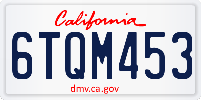 CA license plate 6TQM453