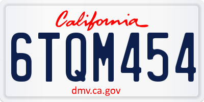 CA license plate 6TQM454