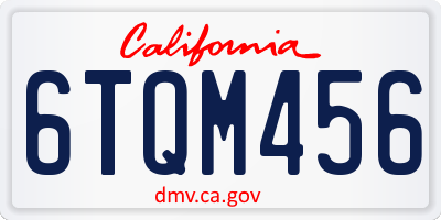 CA license plate 6TQM456