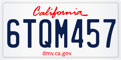 CA license plate 6TQM457