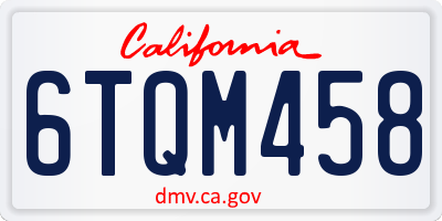 CA license plate 6TQM458