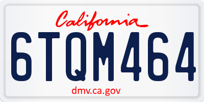 CA license plate 6TQM464