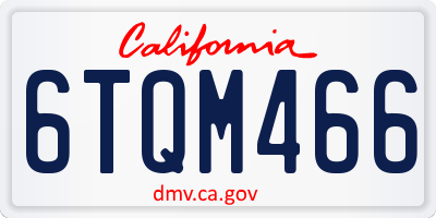 CA license plate 6TQM466