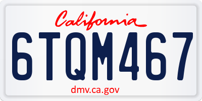 CA license plate 6TQM467