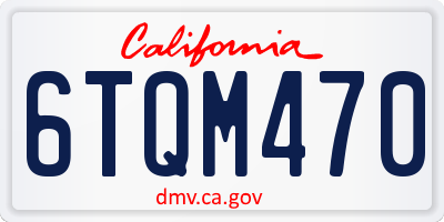 CA license plate 6TQM470