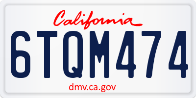 CA license plate 6TQM474