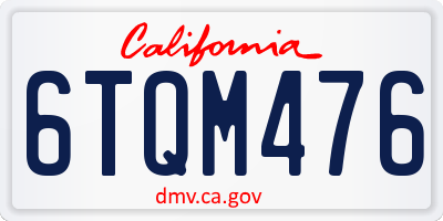 CA license plate 6TQM476