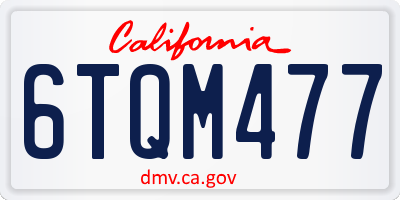 CA license plate 6TQM477