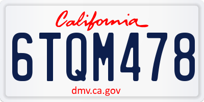 CA license plate 6TQM478