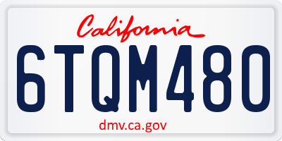 CA license plate 6TQM480