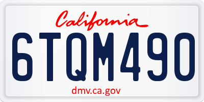 CA license plate 6TQM490