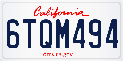 CA license plate 6TQM494