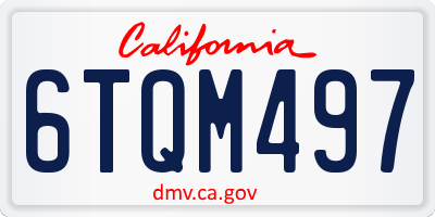 CA license plate 6TQM497