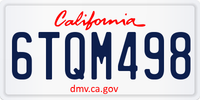 CA license plate 6TQM498