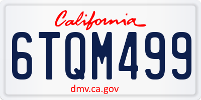 CA license plate 6TQM499