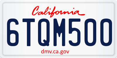 CA license plate 6TQM500