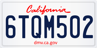 CA license plate 6TQM502