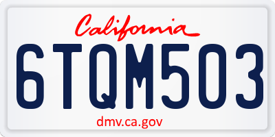 CA license plate 6TQM503