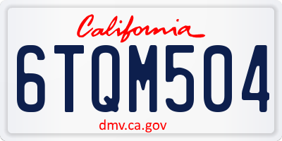 CA license plate 6TQM504