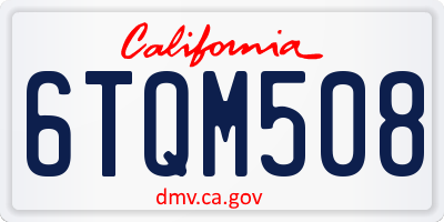 CA license plate 6TQM508