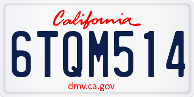 CA license plate 6TQM514