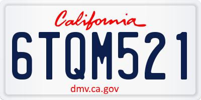 CA license plate 6TQM521