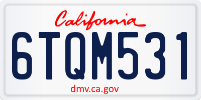 CA license plate 6TQM531