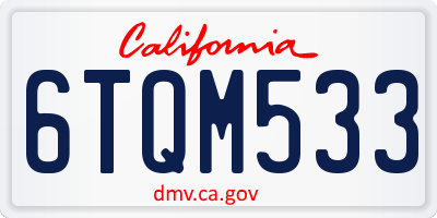 CA license plate 6TQM533