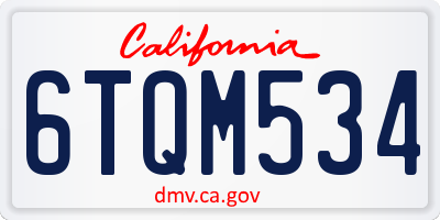 CA license plate 6TQM534