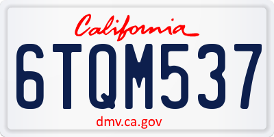 CA license plate 6TQM537